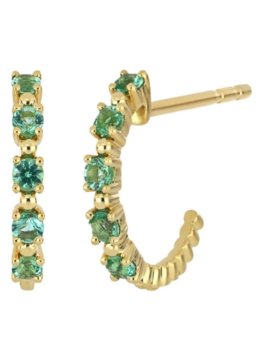 Bony Levy Women's 18K Yellow Gold El Mar Emerald 12mm Hoop Stud Earrings